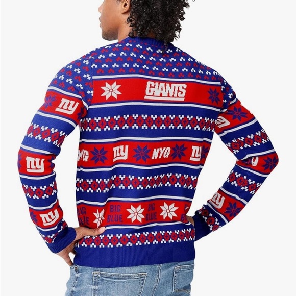 New York Giants Ugly Christmas Sweater NEW XL Blue Red FOCO NFL Football - Picture 3 of 6